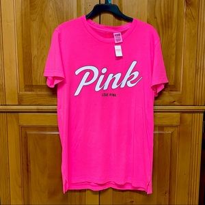 NWT PINK Open-Back Campus Tee